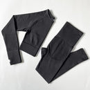 Conjunto Fitness (2 Peças)Top Crop de Manga Longa e Leggings de Cintura Alta - Ideal para Yogas