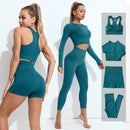 Conjunto Fitness (2 Peças)Top Crop de Manga Longa e Leggings de Cintura Alta - Ideal para Yogas